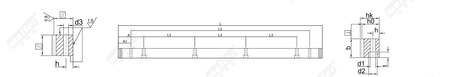 Ground straight rack dimension diagram