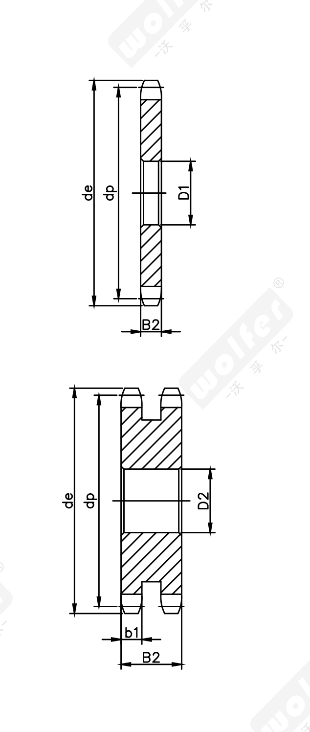 05B tooth & hub section · lower half